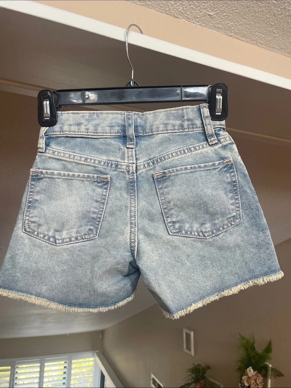 Old Navy Faded Light Blue Denim Shorts with Frayed Hem